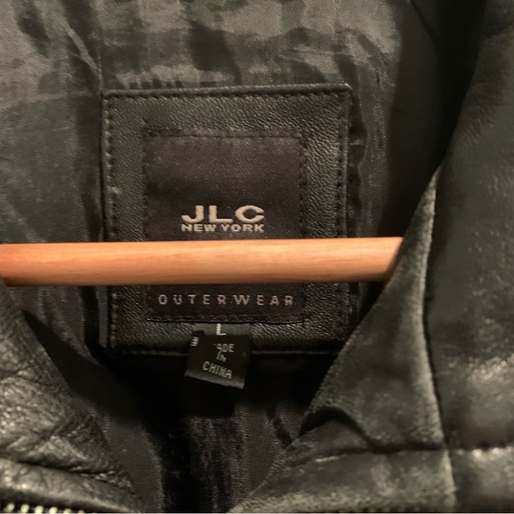 Vintage? JLC New York Outerwear Black Leather Wrap Tie Jacket Large L Y2K - Picture 5 of 13